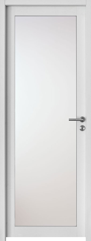 Rénovation porte intérieur My Reno blanc vitre poignée noire extérieur