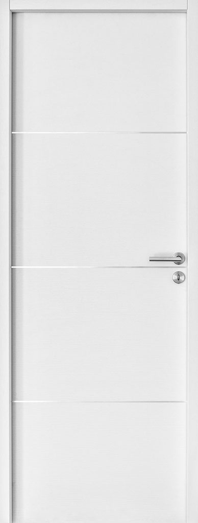 Rénovation porte intérieur My Reno Blanc insert Blanc poignée Inox extérieur