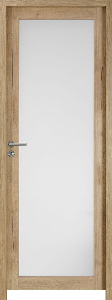 Rénovation porte intérieur My Reno veine chene vitre poignée noire extérieur